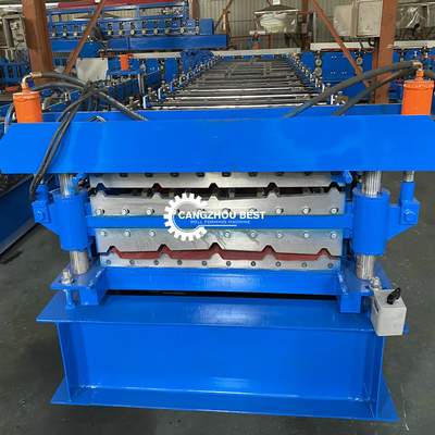 El color Ibr de acero Trapzodial de la máquina de la fabricación de la hoja de la techumbre de la capa doble PPGI acanaló