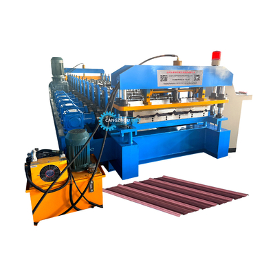 Máquina formadora de rollos de chapa para techos 0.3-0.8mm Control PLC 8-15m/min