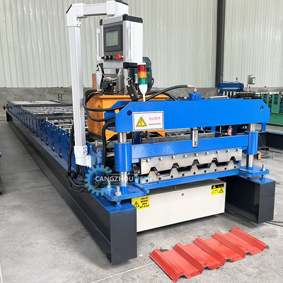 PLC Control Automático de corte Ppgi Acero de techo de alta costilla de la hoja de rodillo en frío máquina de moldeado para Zimbabwe