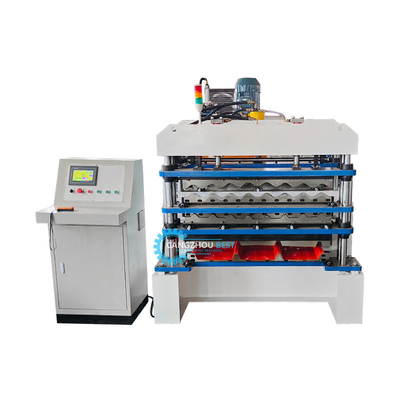 Control de PLC Cortador hidráulico Tr4 Tr5 máquina corrugada de hojas de techo de tres capas para Perú