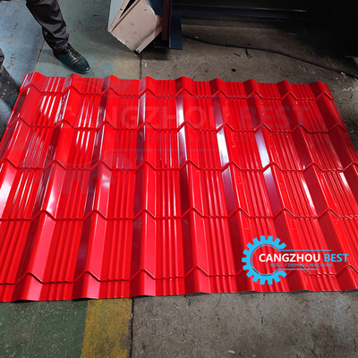 Rollo de acero trapezoidal del tejado del color IBR que forma el dispositivo hidráulico del corte de la máquina
