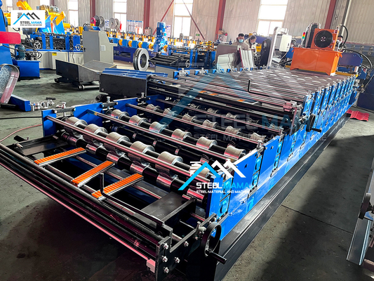 Máquina de moldeado de láminas de techo de doble perfil controlada por PLC para la producción