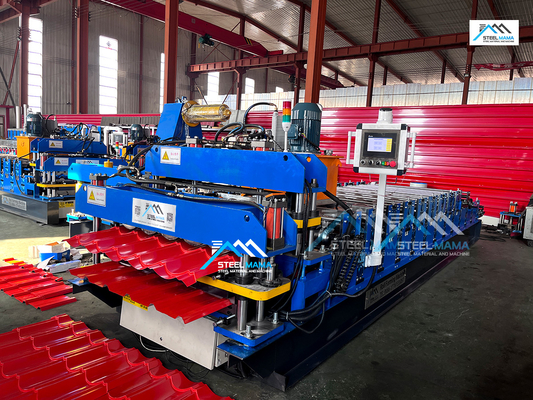 Máquina de moldeado de láminas de techo de doble perfil controlada por PLC para la producción