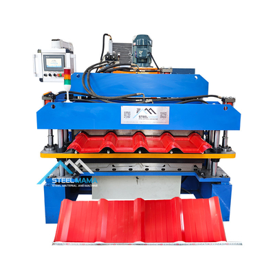 Máquina de moldeado de láminas de techo de doble perfil controlada por PLC para la producción
