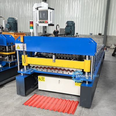 Máquina de moldeado de láminas de techo de perfil corrugado eléctrico de 3 kW impulsado por cadena PPGI