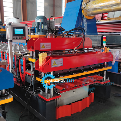 Máquina de moldeado de láminas de techo de doble capa de control PLC de acero de color