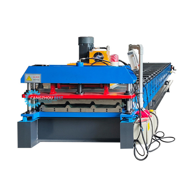 Cortado hidráulico 5.5kw acero galvanizado de doble capa de techo panel de perfil máquina de formación de rollos