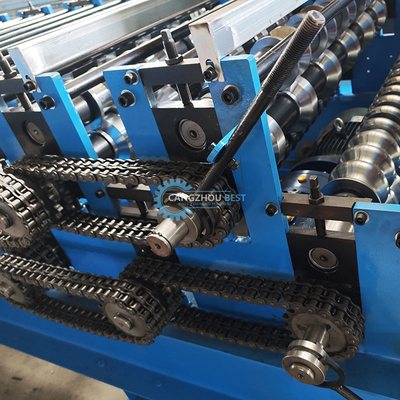 Cortado hidráulico 5.5kw acero galvanizado de doble capa de techo panel de perfil máquina de formación de rollos