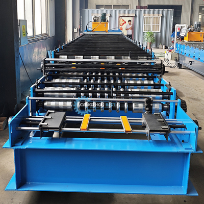 Cortado hidráulico 5.5kw acero galvanizado de doble capa de techo panel de perfil máquina de formación de rollos