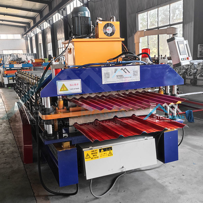 Máquina de moldeado de rodillos de techo de acero de doble capa con 5,5 kW de potencia y 15-16 estaciones