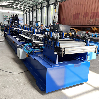 Control Plc C Z U Máquina de moldeado de rodillos de purlin perforado y cortado hidráulico