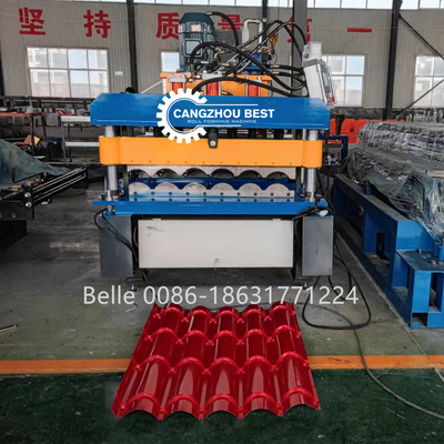 Transmisión de cadena 9-11 filas Roof Tile Roll Forming Machine para techos de acero de 300H