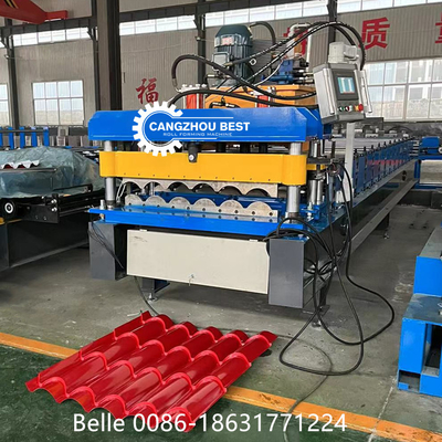 Transmisión de cadena 9-11 filas Roof Tile Roll Forming Machine para techos de acero de 300H