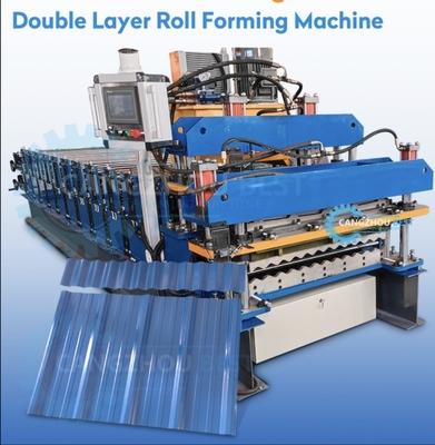 3.5T Transmisión en cadena 1000 mm Roof Tile Roll Forming Machine (Machina de moldeado en rodillos de tejas)