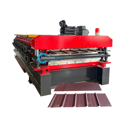 Automáticamente PLC Control de acero de perfil de doble capa para el techo de la hoja de rollo de la máquina de formación