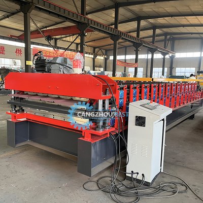 Automáticamente PLC Control de acero de perfil de doble capa para el techo de la hoja de rollo de la máquina de formación