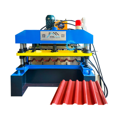 0.3-0.8mm Ibr Máquina de moldeado de rodillos de techo de metal controlada por sistema de control PLC
