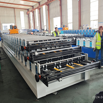 Canadá Popular Triple Layer Tile IBR Roofing Sheet Roll Forming Machine (Machina de moldeado de láminas para techos con tres capas)