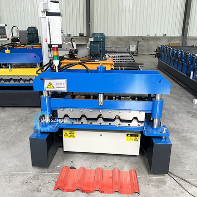 Máquina formadora de rollos de chapa para techos 0.3-0.8mm Control PLC 8-15m/min