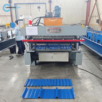 Máquina automática para fabricar láminas para techos de metal 2 en 1 con formador de rollos de doble perfil