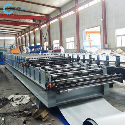 Máquina automática para fabricar láminas para techos de metal 2 en 1 con formador de rollos de doble perfil