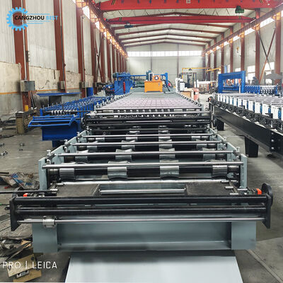 Máquina automática para fabricar láminas para techos de metal 2 en 1 con formador de rollos de doble perfil